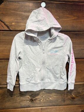 Vineyard Vines Light weight Gray Kids Hoodie with Pastel logo/lettering on back